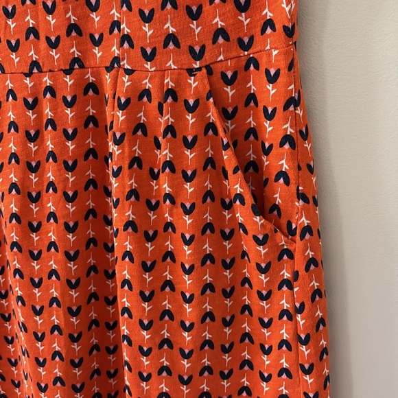 Boden Phoebe Jersey Tulip Dress Short Sleeve Pullover Floral Orange Navy Size 8L - Picture 6 of 15